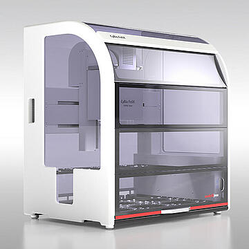 CyBio Felix automated liquid handler with enclosure, view from left