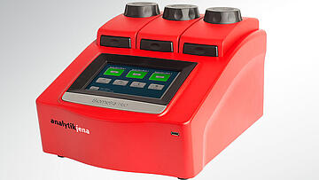 TRIO Multi-block PCR thermal cycler (closed) showing touchscreen