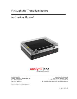 Manual UVP FirstLight Transilluminator