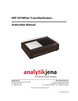Manual UVP UV/White Transilluminator