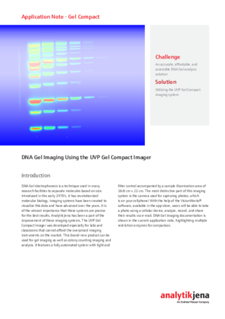 Appnote_DNA Gel Imaging Using the UVP Gel Compact Imager
