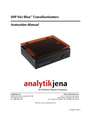 Manual UVP Visi-Blue Transilluminator