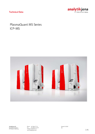 Technical Data PlasmaQuant MS