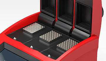 Biometra TRIO thermal cycler showing 3 independent thermal block and lids