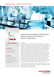 Total Protein Determination in Pharmaceutical Products (Vaccines) by TNb Analysis with multi N/C 2100S pharma