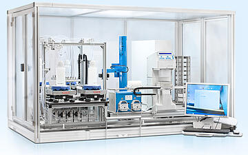fully enclosed, large laboratory automation system with external PC controller