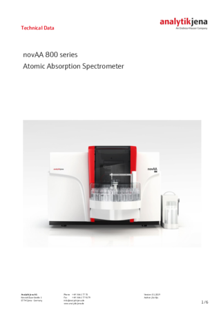 Technical Data novAA 800 series – novAA 800 F | novAA 800 G | novAA 800 D (Edition 01.19, English)