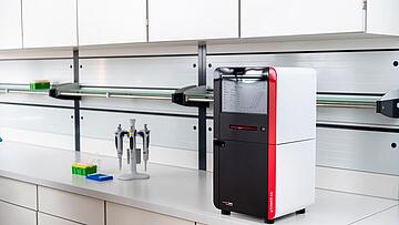 qTOWER iris Touch qPCR instrument (closed) on a lab bench